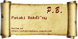 Pataki Bekény névjegykártya